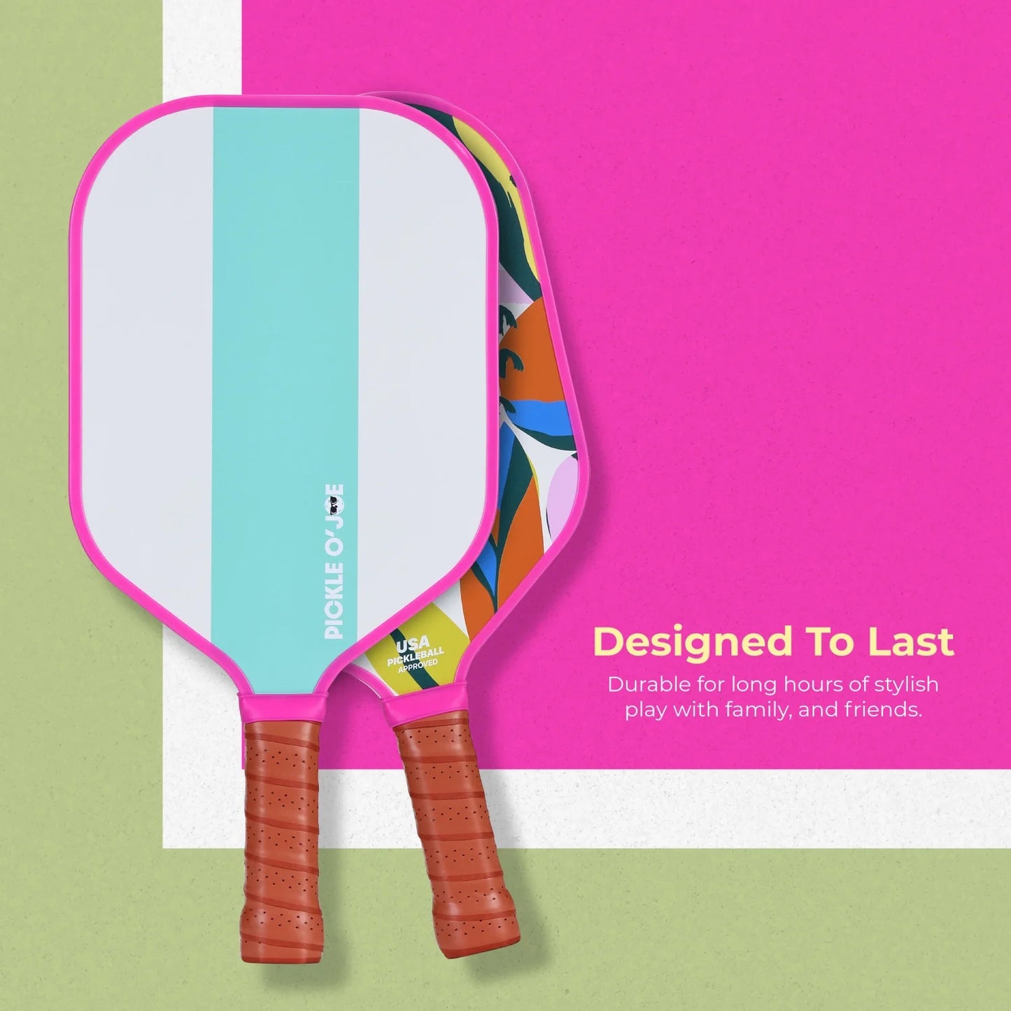 USAPA-Approved Pickleball Paddle – Lightweight Fiberglass Composite with Comfort Grip | Tropical Design for All Skill Levels