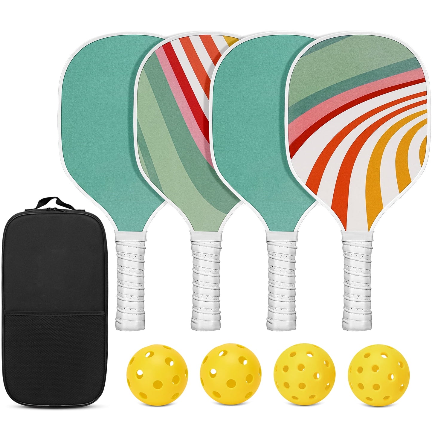 Pickleball Paddle Set – USAPA Approved | 4 Wood Paddles, 4 Indoor/Outdoor Pickleballs & Carry Bag | Beginner & Family-Friendly Pickleball Racket Set for Adults & Kids