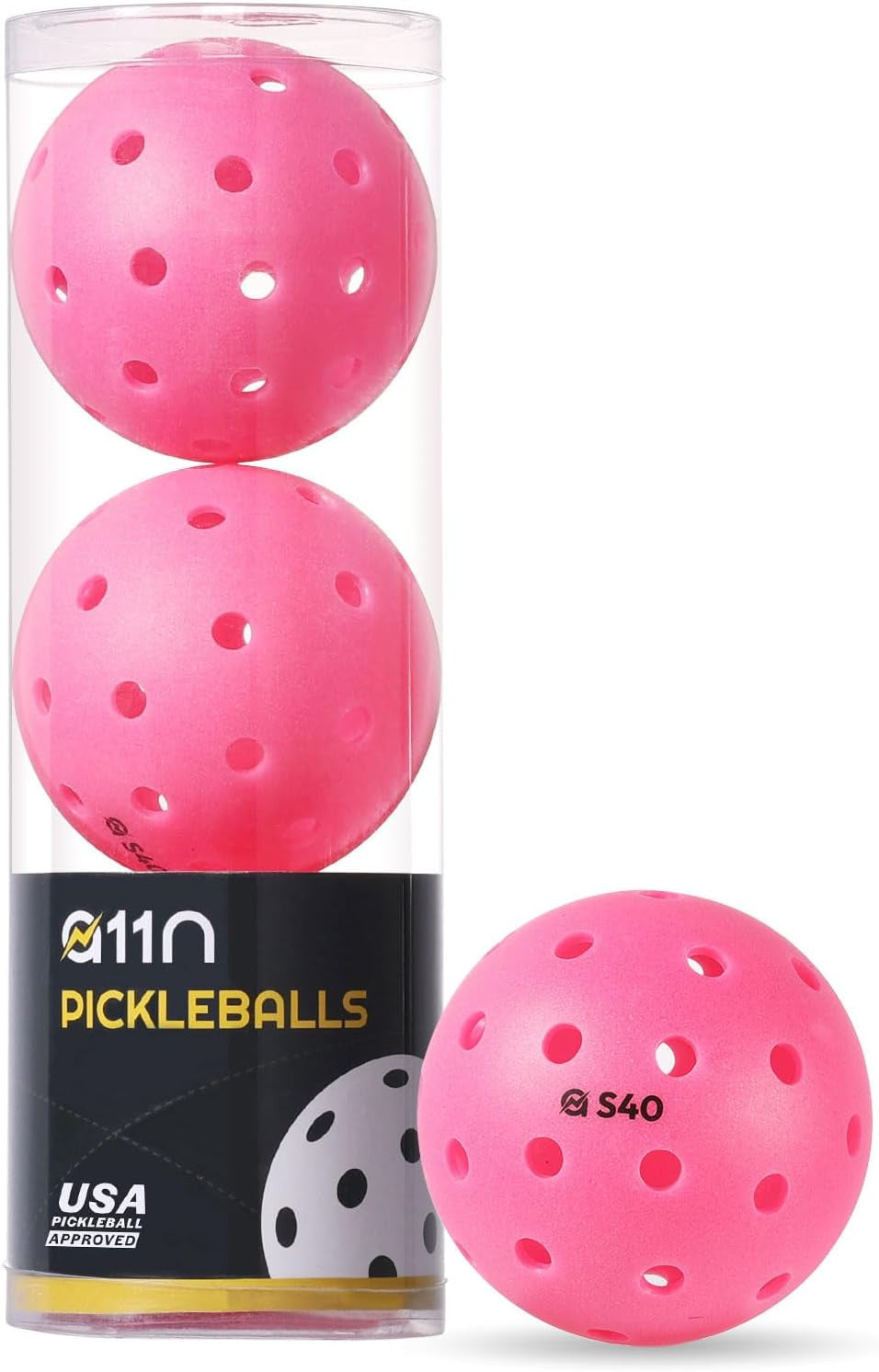 A11N S40 Outdoor Pickleball Balls- USA Pickleball Approved for Tournament Play, 3/6/12/50-Pack, Neon Green/Fuchsia/Tangerine
