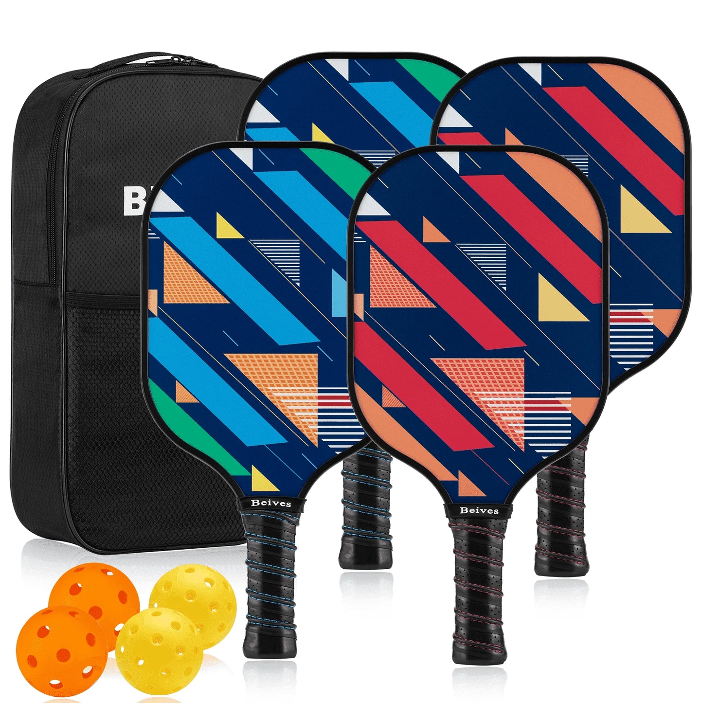 Pickleball Paddle Set – Lightweight Fiberglass Rackets for All Skill Levels | Includes 4 Paddles, 4 Balls & Carrying Bag