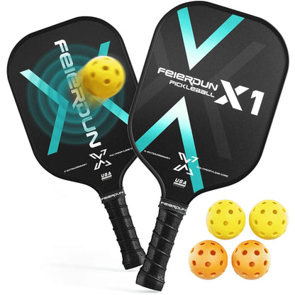 2024 Upgraded Pickleball Paddles, Graphite Fiber Polypropylene Honeycomb Core , Pickle Ball Set with 2 Pickle Ball Rackets, 4 Balls and Backpack