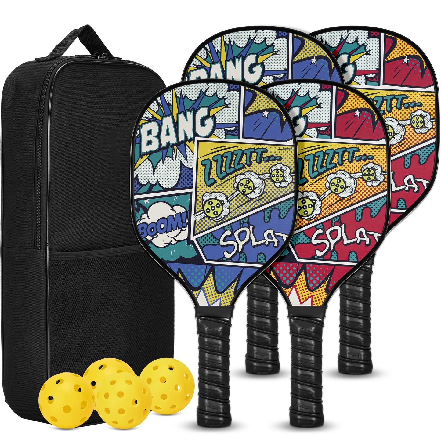 Pickleball Paddle Set – USAPA Approved | 4 Wood Paddles, 4 Indoor/Outdoor Pickleballs & Carry Bag | Beginner & Family-Friendly Pickleball Racket Set for Adults & Kids