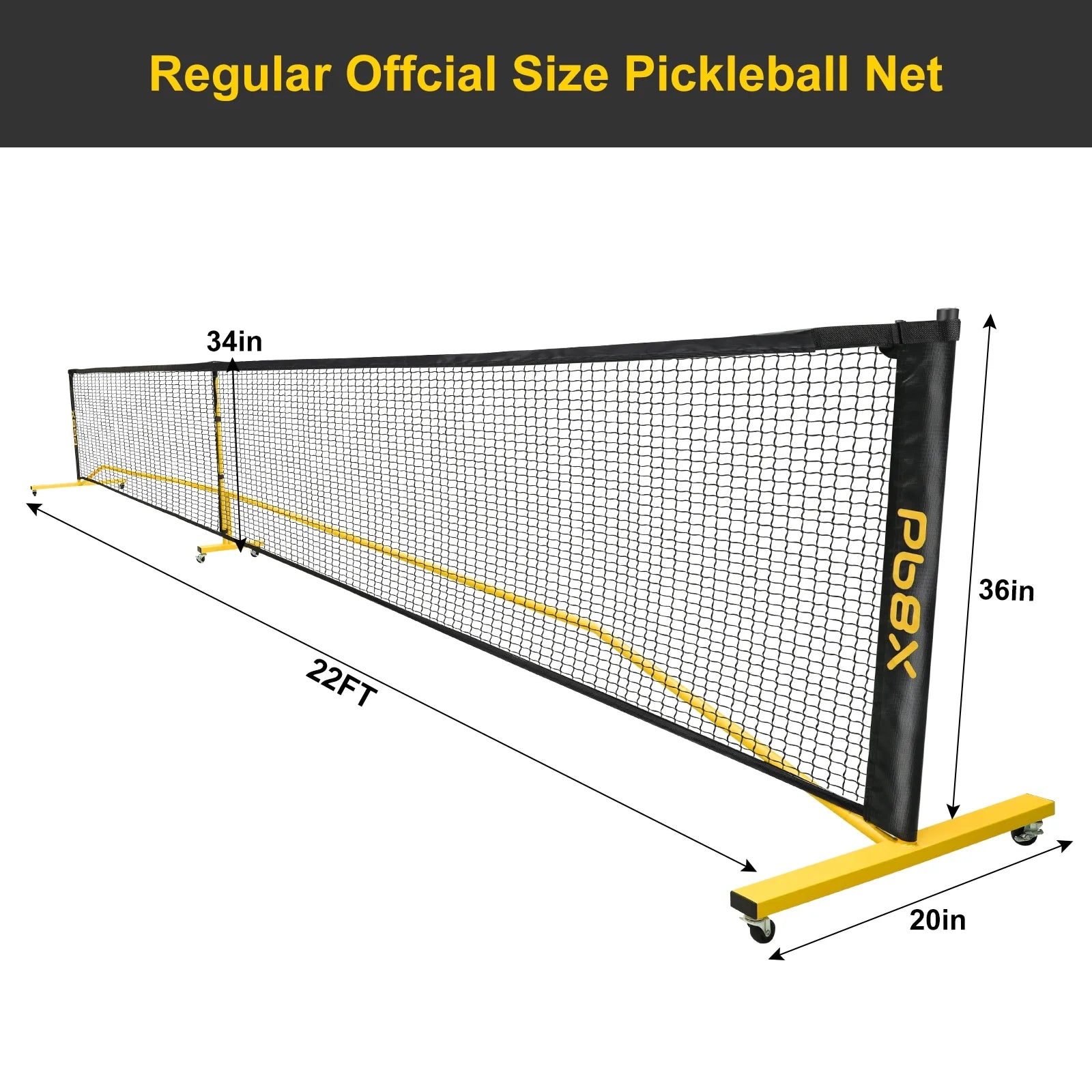 22FT Portable Pickleball Net Set W/ Locking Wheels - Complete Beginner Kit (Net, 4 Paddles, 6 Balls, Bag, Line Markers)