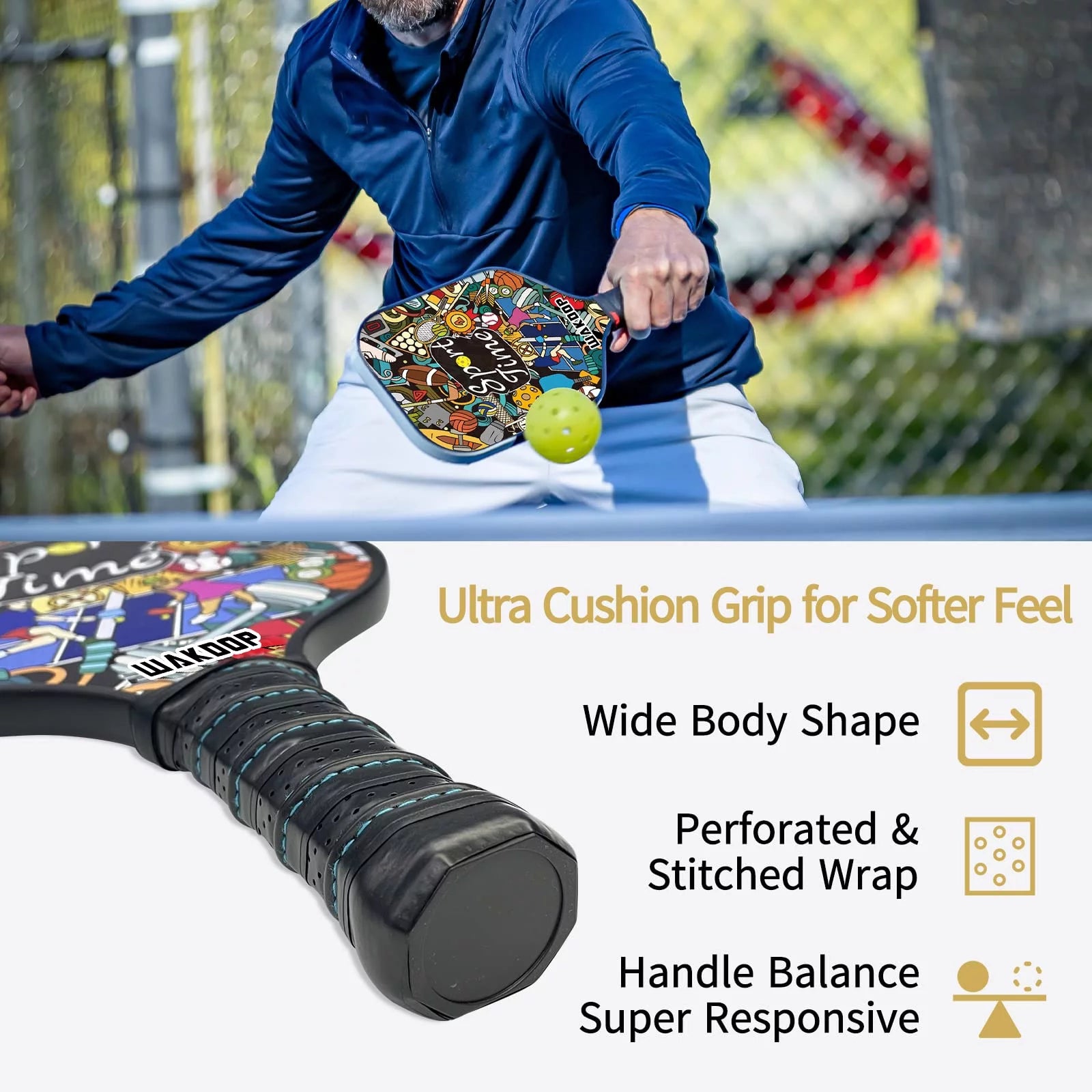 USAPA Approved Pickleball Paddle – Lightweight Graphite Carbon Fiber Paddle with Honeycomb Core, Ergonomic Grip & Neoprene Cover | Power & Control for All Skill Levels