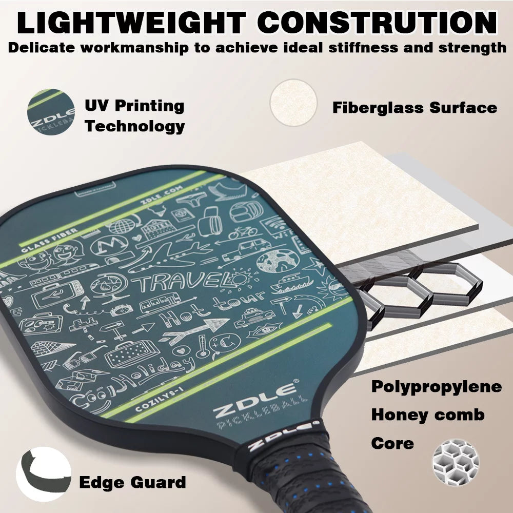 Fiberglass Pickleball Paddle Set – Lightweight Pickleball Rackets with Honeycomb Core & Ergonomic Grip | 2 Paddles, 4 Balls & Gift Box | Beginner & Family-Friendly Pickleball Set for Indoor & Outdoor Play