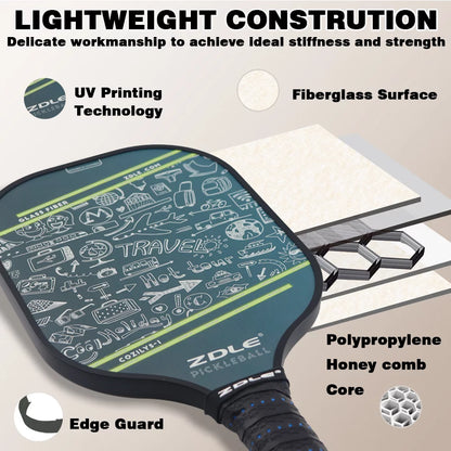 Fiberglass Pickleball Paddle Set – Lightweight Pickleball Rackets with Honeycomb Core & Ergonomic Grip | 2 Paddles, 4 Balls & Gift Box | Beginner & Family-Friendly Pickleball Set for Indoor & Outdoor Play