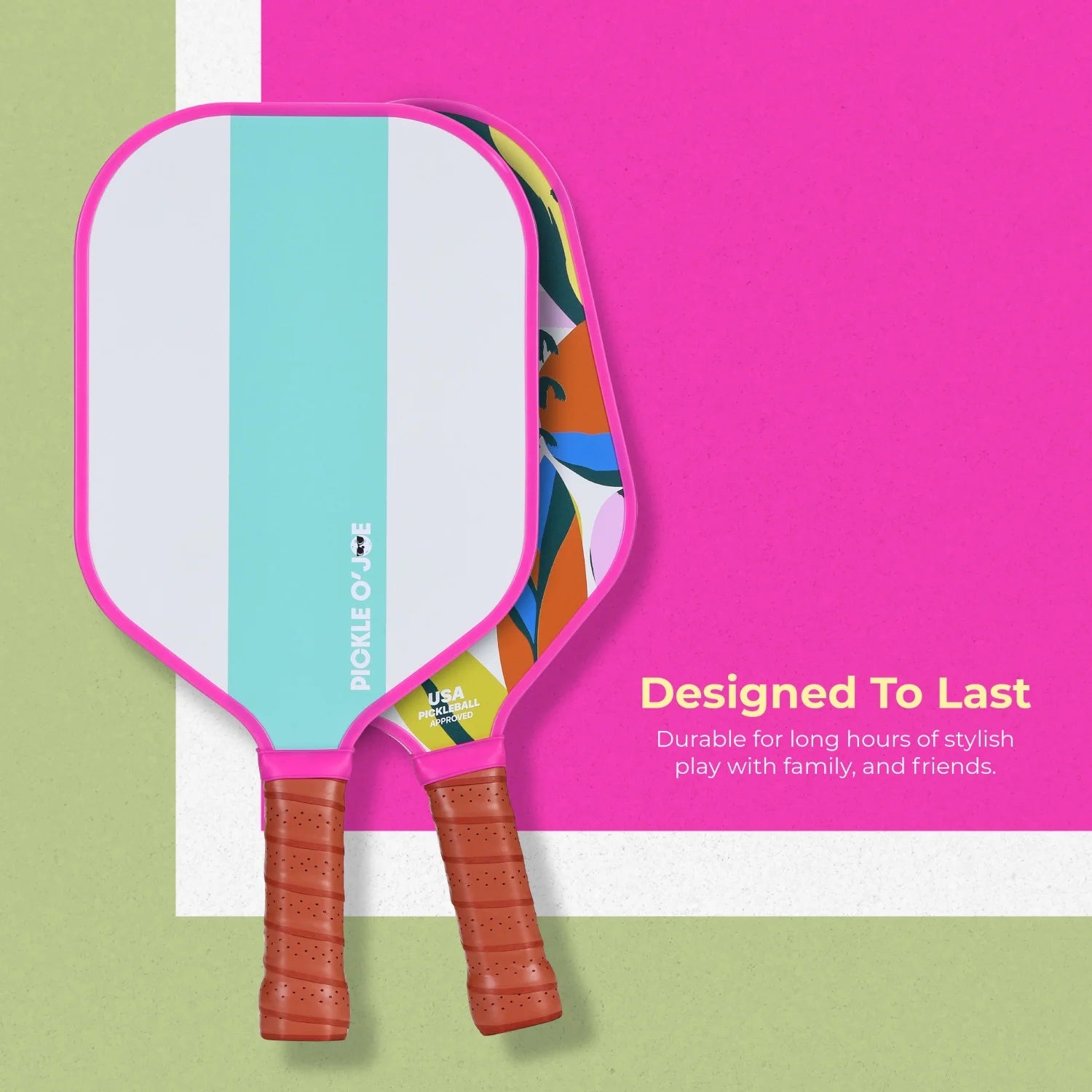USAPA-Approved Pickleball Paddle – Lightweight Fiberglass Composite with Comfort Grip | Tropical Design for All Skill Levels
