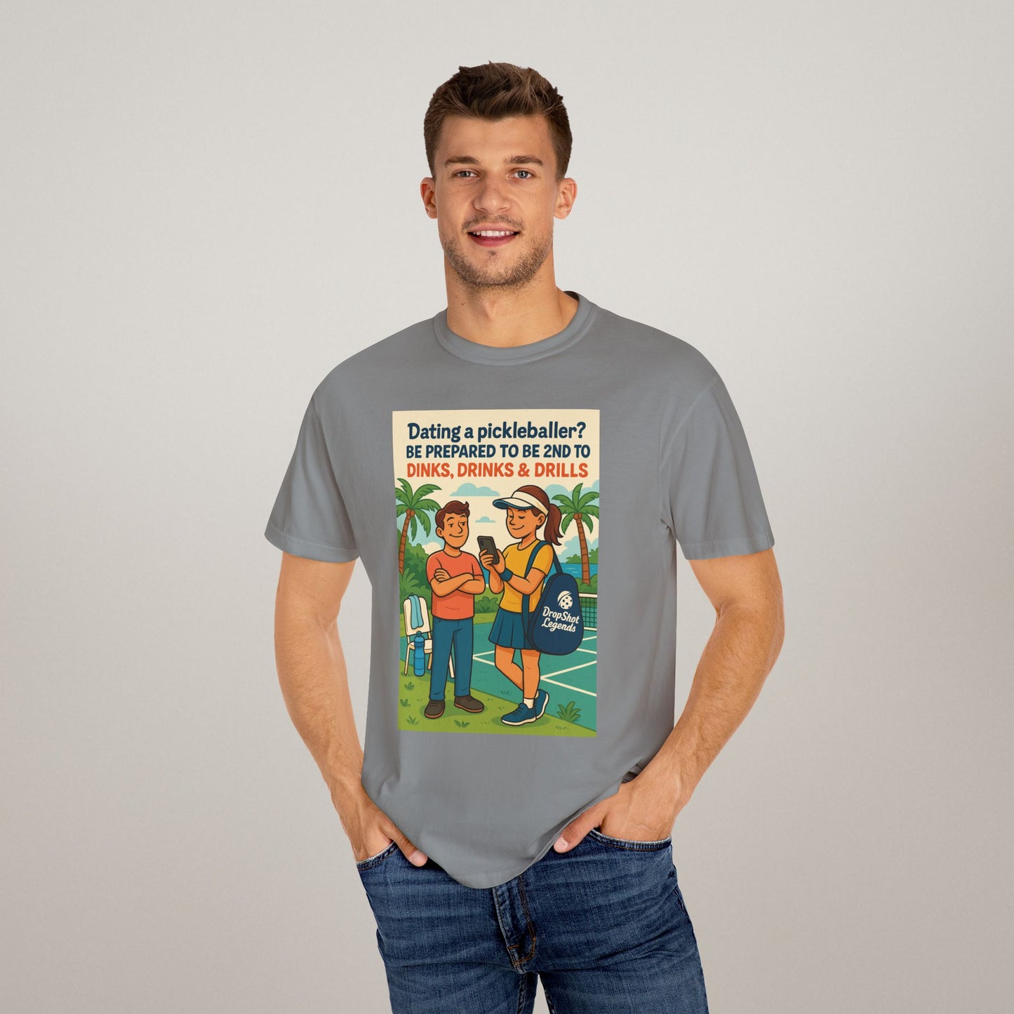 Pickleballer Unisex T-shirt: Dinks, Drinks, Drills Funny Tee for Players and Fans