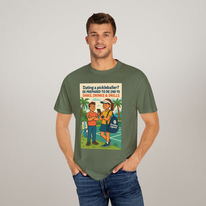 Pickleballer Unisex T-shirt: Dinks, Drinks, Drills Funny Tee for Players and Fans