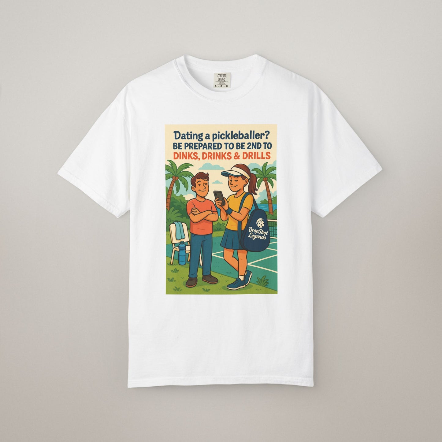 Pickleballer Unisex T-shirt: Dinks, Drinks, Drills Funny Tee for Players and Fans