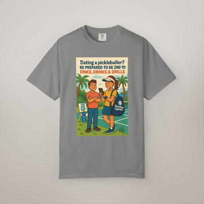 Pickleballer Unisex T-shirt: Dinks, Drinks, Drills Funny Tee for Players and Fans