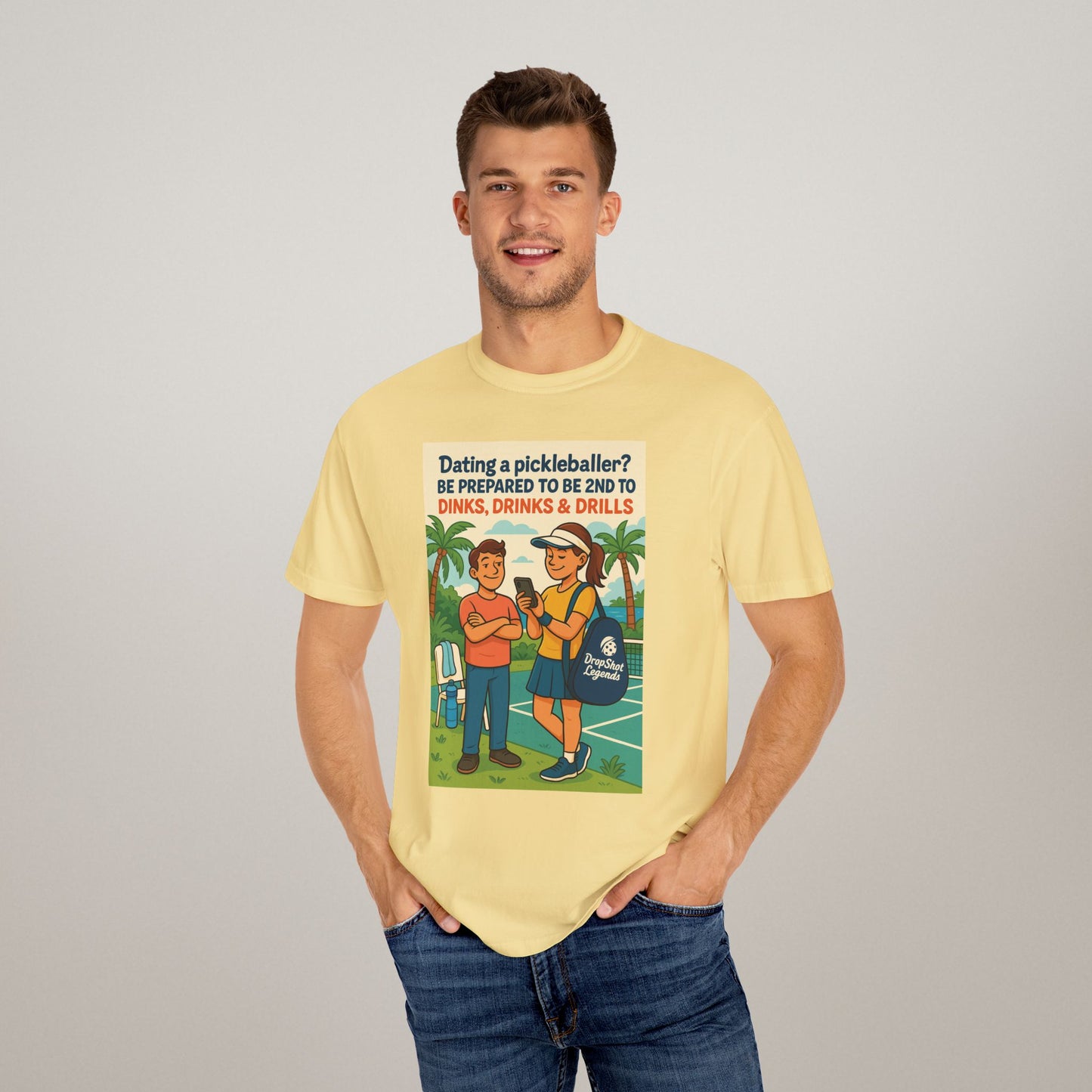 Pickleballer Unisex T-shirt: Dinks, Drinks, Drills Funny Tee for Players and Fans