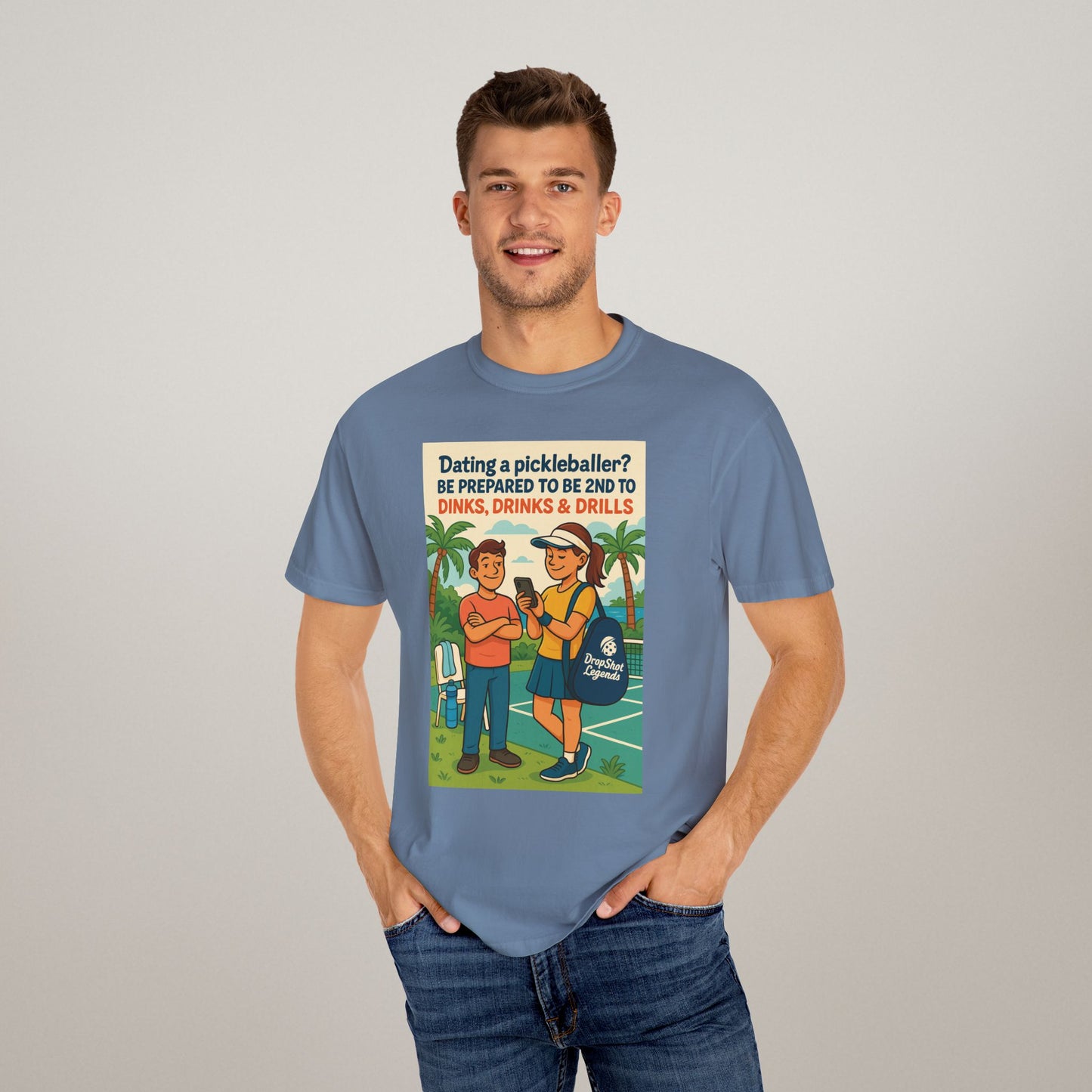 Pickleballer Unisex T-shirt: Dinks, Drinks, Drills Funny Tee for Players and Fans