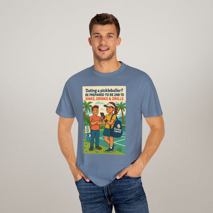 Pickleballer Unisex T-shirt: Dinks, Drinks, Drills Funny Tee for Players and Fans