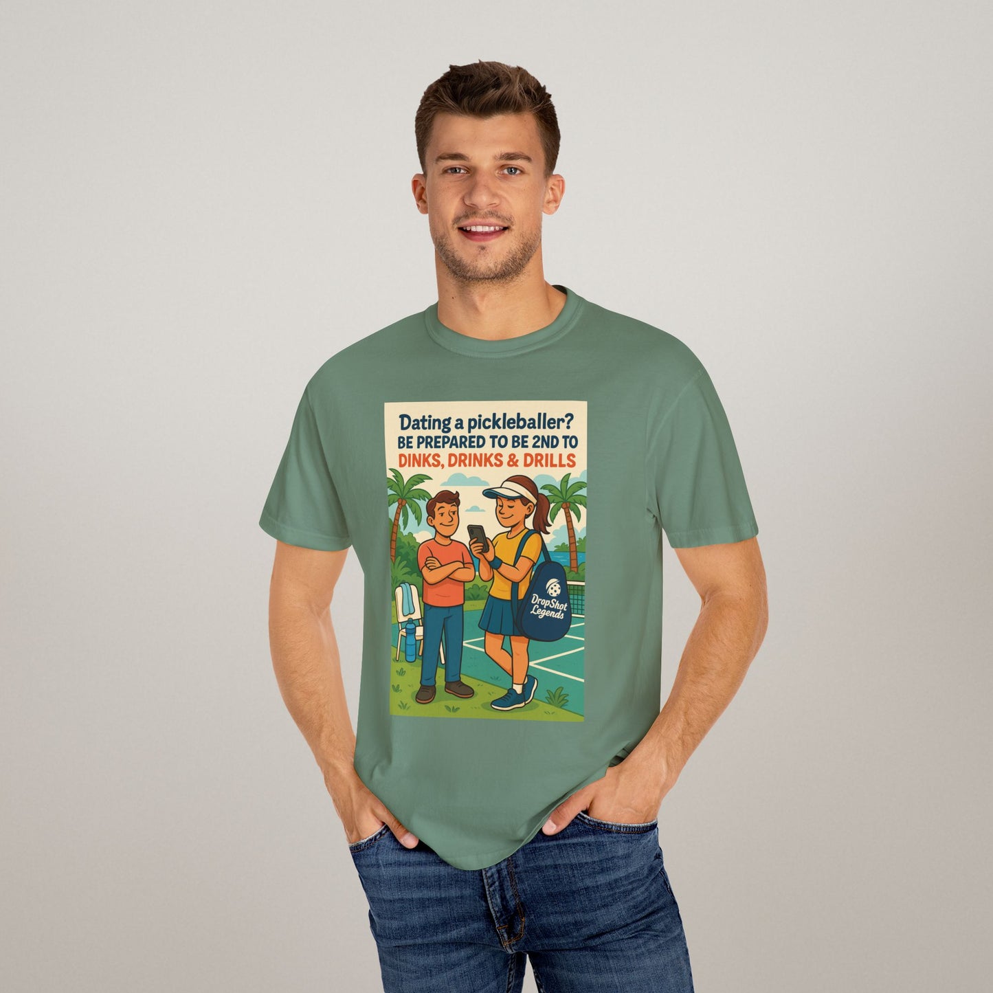Pickleballer Unisex T-shirt: Dinks, Drinks, Drills Funny Tee for Players and Fans