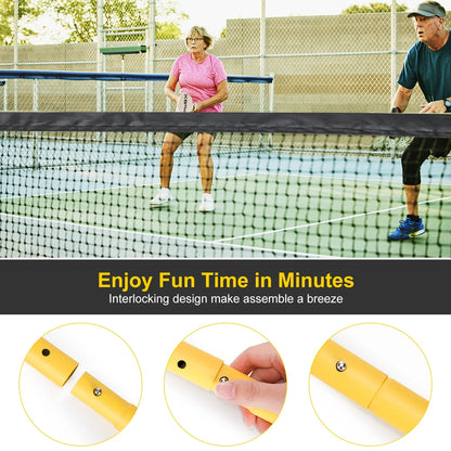 22FT Portable Pickleball Net Set W/ Locking Wheels - Complete Beginner Kit (Net, 4 Paddles, 6 Balls, Bag, Line Markers)