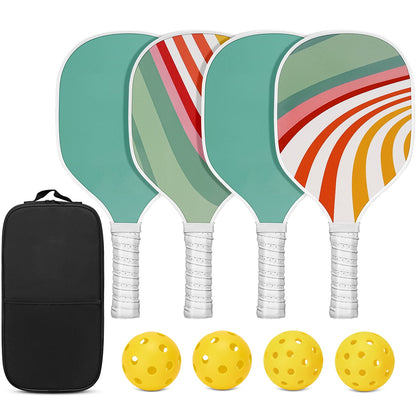 Pickleball Paddle Set – USAPA Approved | 4 Wood Paddles, 4 Indoor/Outdoor Pickleballs & Carry Bag | Beginner & Family-Friendly Pickleball Racket Set for Adults & Kids