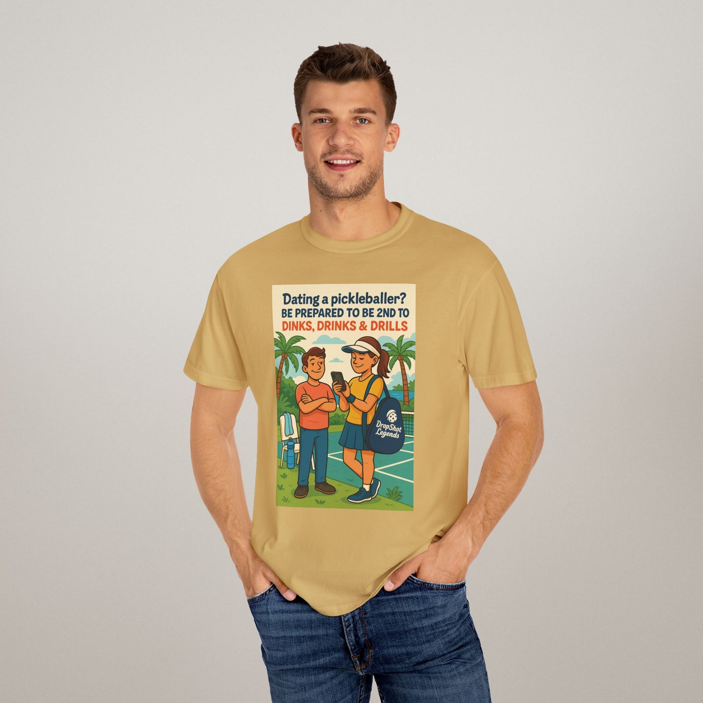 Pickleballer Unisex T-shirt: Dinks, Drinks, Drills Funny Tee for Players and Fans