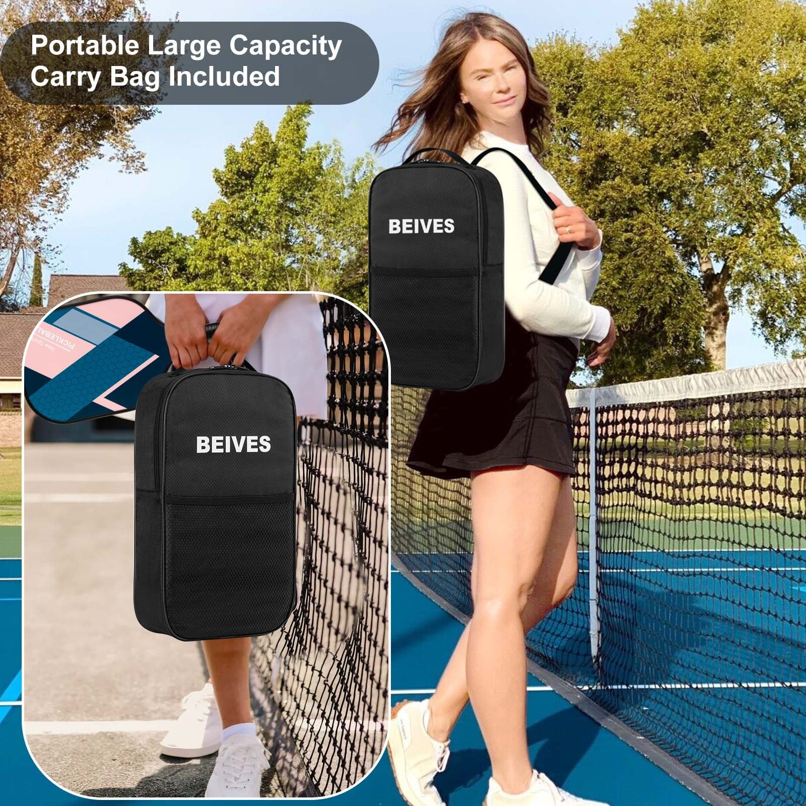 Pickleball Paddle Set – Lightweight Fiberglass Rackets for All Skill Levels | Includes 4 Paddles, 4 Balls & Carrying Bag