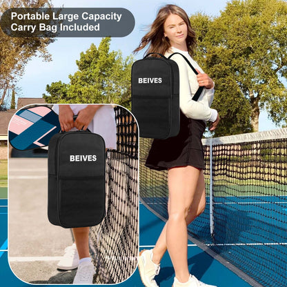 Pickleball Paddle Set – Lightweight Fiberglass Rackets for All Skill Levels | Includes 4 Paddles, 4 Balls & Carrying Bag