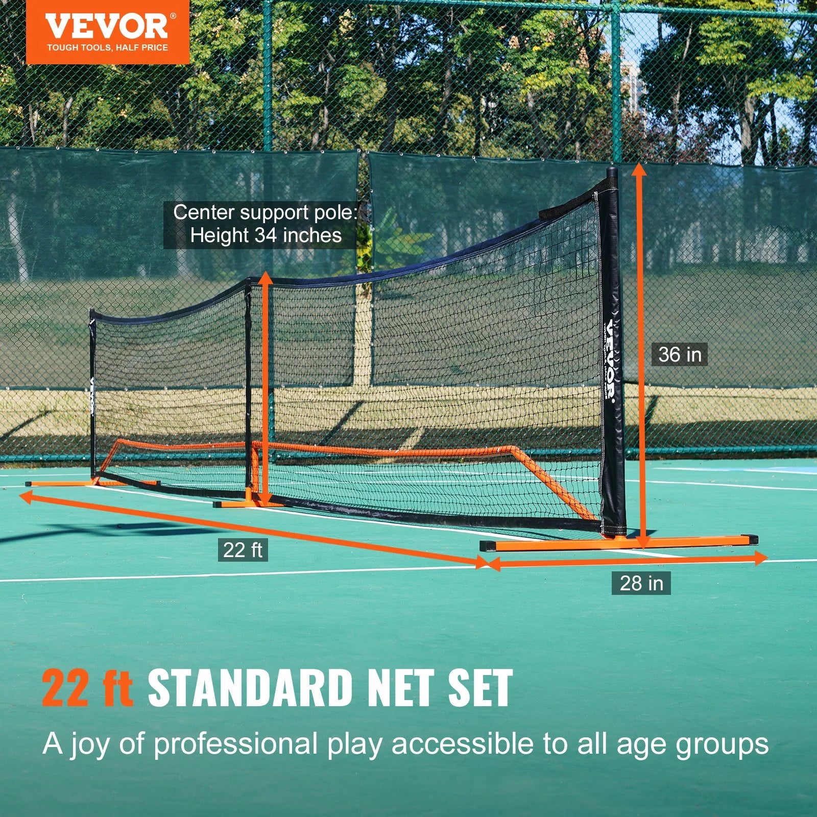 Regulation Size Portable Pickleball Net System – 22ft USAPA Standard Net with Sturdy Metal Frame, Center Support & Carry Bag | Easy Setup for Indoor & Outdoor Play