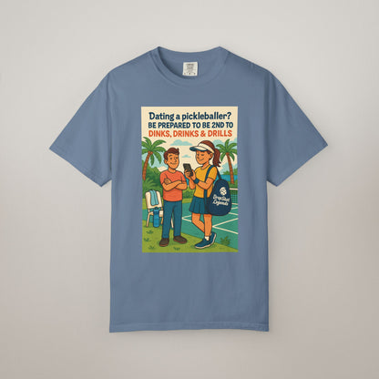 Pickleballer Unisex T-shirt: Dinks, Drinks, Drills Funny Tee for Players and Fans