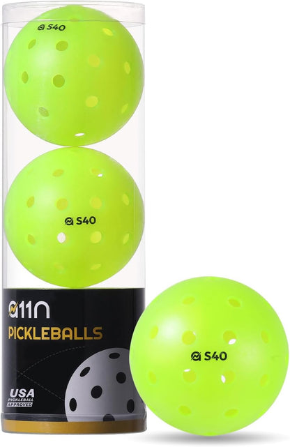 A11N S40 Outdoor Pickleball Balls- USA Pickleball Approved for Tournament Play, 3/6/12/50-Pack, Neon Green/Fuchsia/Tangerine