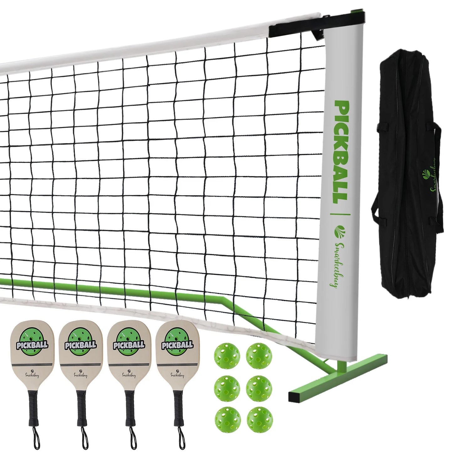 Portable Pickleball Set with Net Official Size Pickleball Net 4 Paddles/6 Pickle Balls