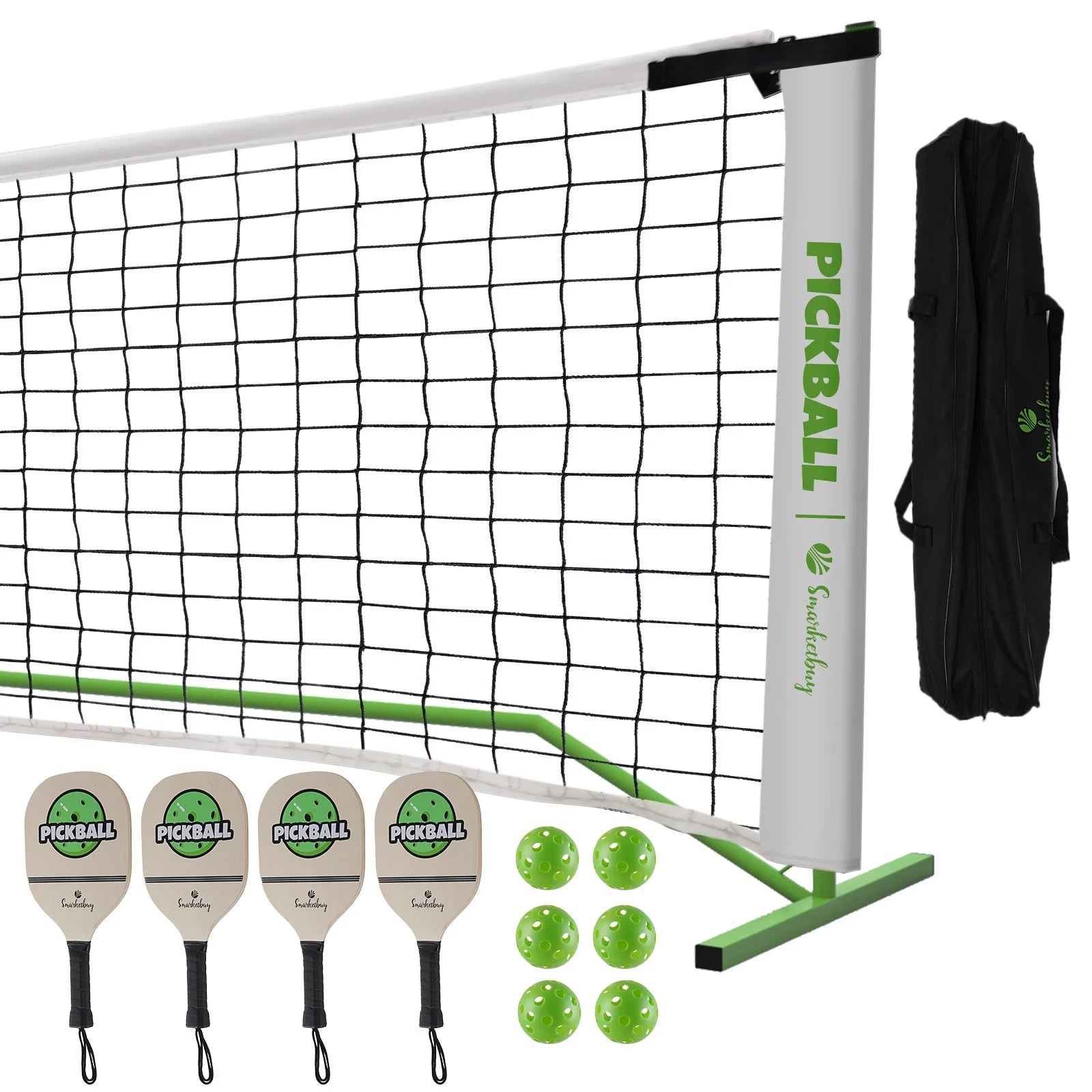 Portable Pickleball Set with Net Official Size Pickleball Net 4 Paddles/6 Pickle Balls