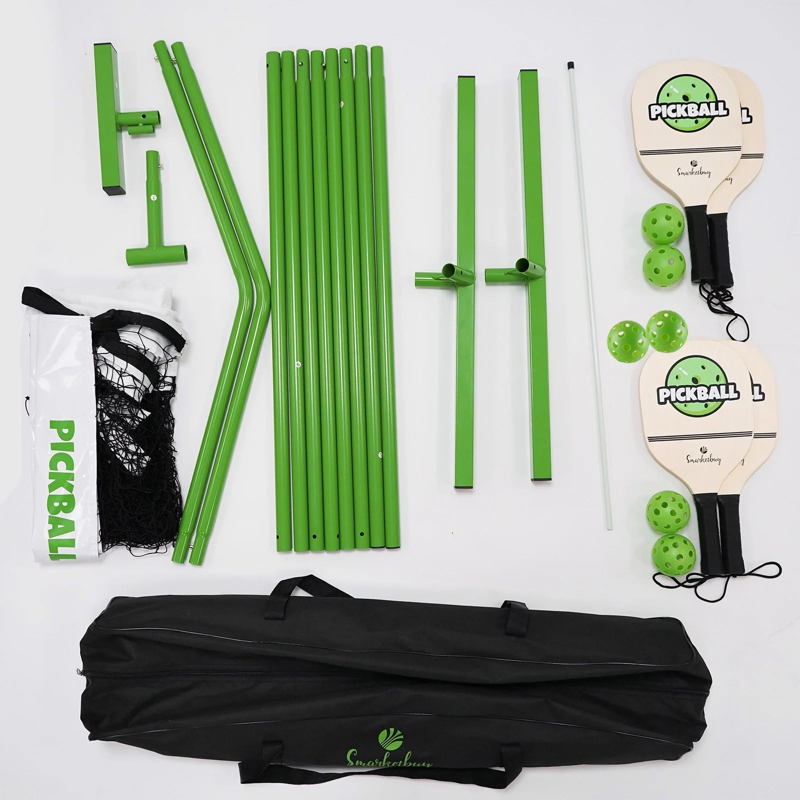 Portable Pickleball Set with Net Official Size Pickleball Net 4 Paddles/6 Pickle Balls