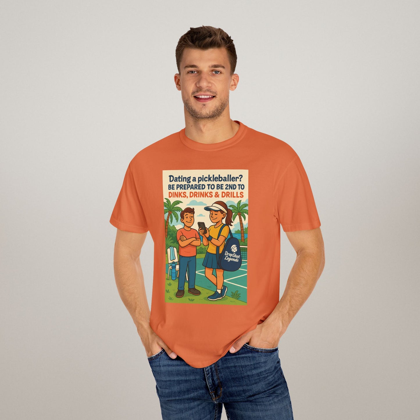 Pickleballer Unisex T-shirt: Dinks, Drinks, Drills Funny Tee for Players and Fans