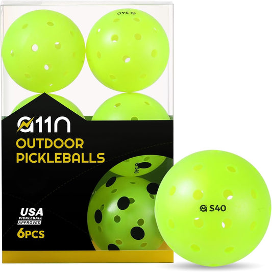 A11N S40 Outdoor Pickleball Balls- USA Pickleball Approved for Tournament Play, 3/6/12/50-Pack, Neon Green/Fuchsia/Tangerine