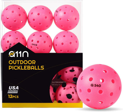 A11N S40 Outdoor Pickleball Balls- USA Pickleball Approved for Tournament Play, 3/6/12/50-Pack, Neon Green/Fuchsia/Tangerine