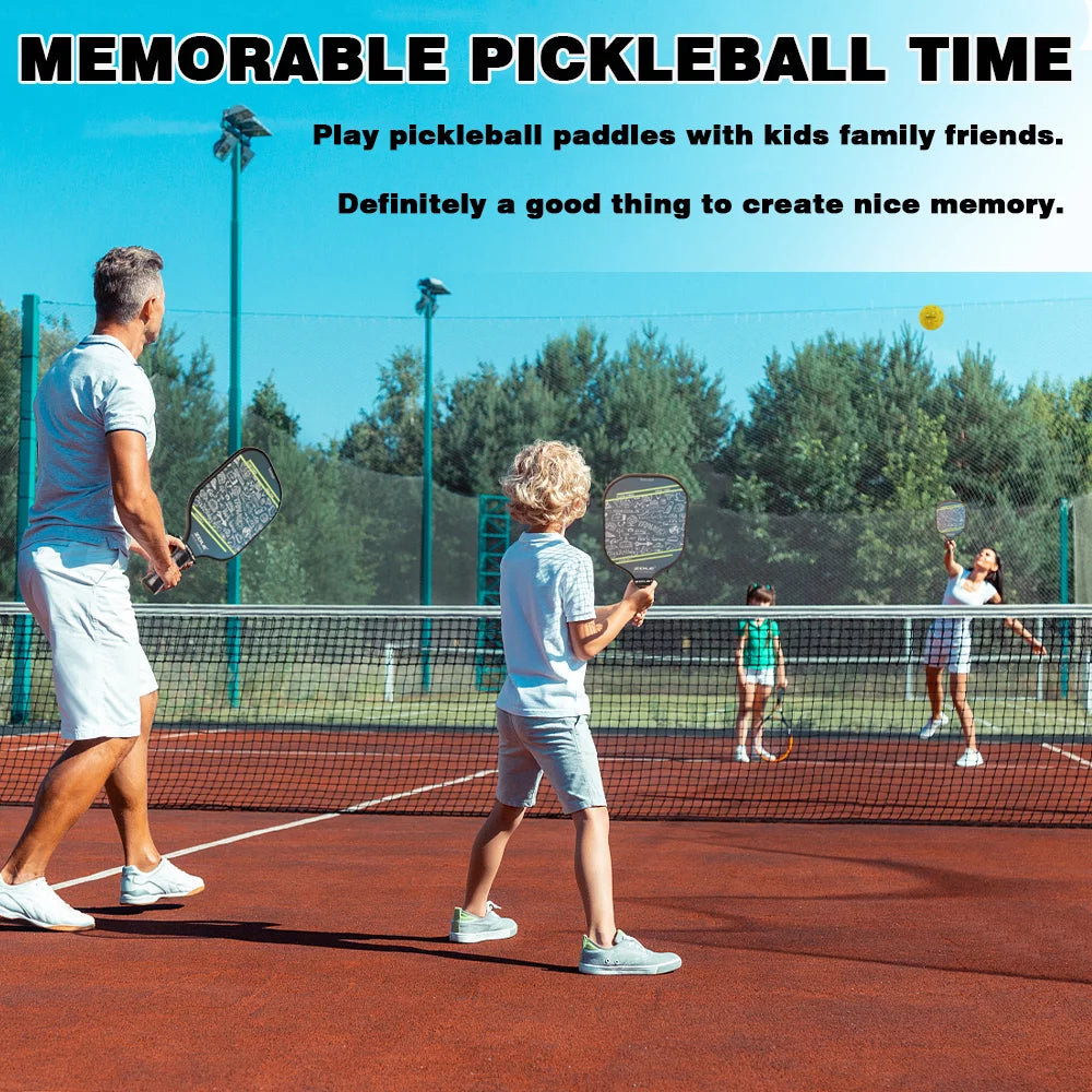 Fiberglass Pickleball Paddle Set – Lightweight Pickleball Rackets with Honeycomb Core & Ergonomic Grip | 2 Paddles, 4 Balls & Gift Box | Beginner & Family-Friendly Pickleball Set for Indoor & Outdoor Play