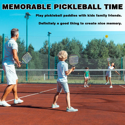 Fiberglass Pickleball Paddle Set – Lightweight Pickleball Rackets with Honeycomb Core & Ergonomic Grip | 2 Paddles, 4 Balls & Gift Box | Beginner & Family-Friendly Pickleball Set for Indoor & Outdoor Play