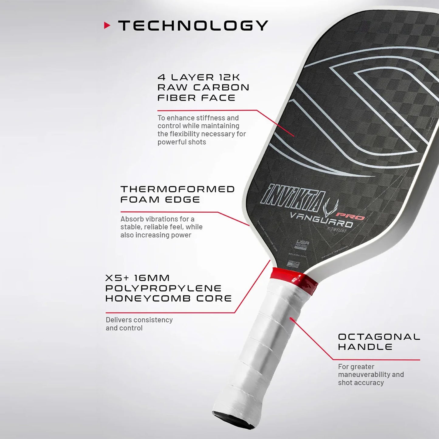 Advanced 12K Raw Carbon Fiber Pickleball Paddle - 4-Layer Hybrid Face for Max Spin & Control | USAPA Certified