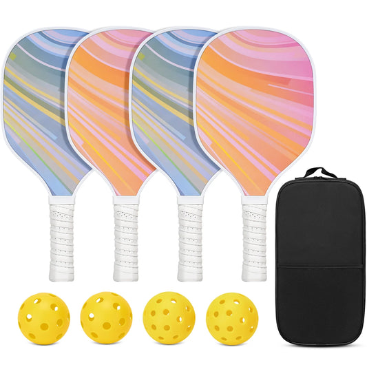 Pickleball Paddle Set – USAPA Approved | 4 Wood Paddles, 4 Indoor/Outdoor Pickleballs & Carry Bag | Beginner & Family-Friendly Pickleball Racket Set for Adults & Kids