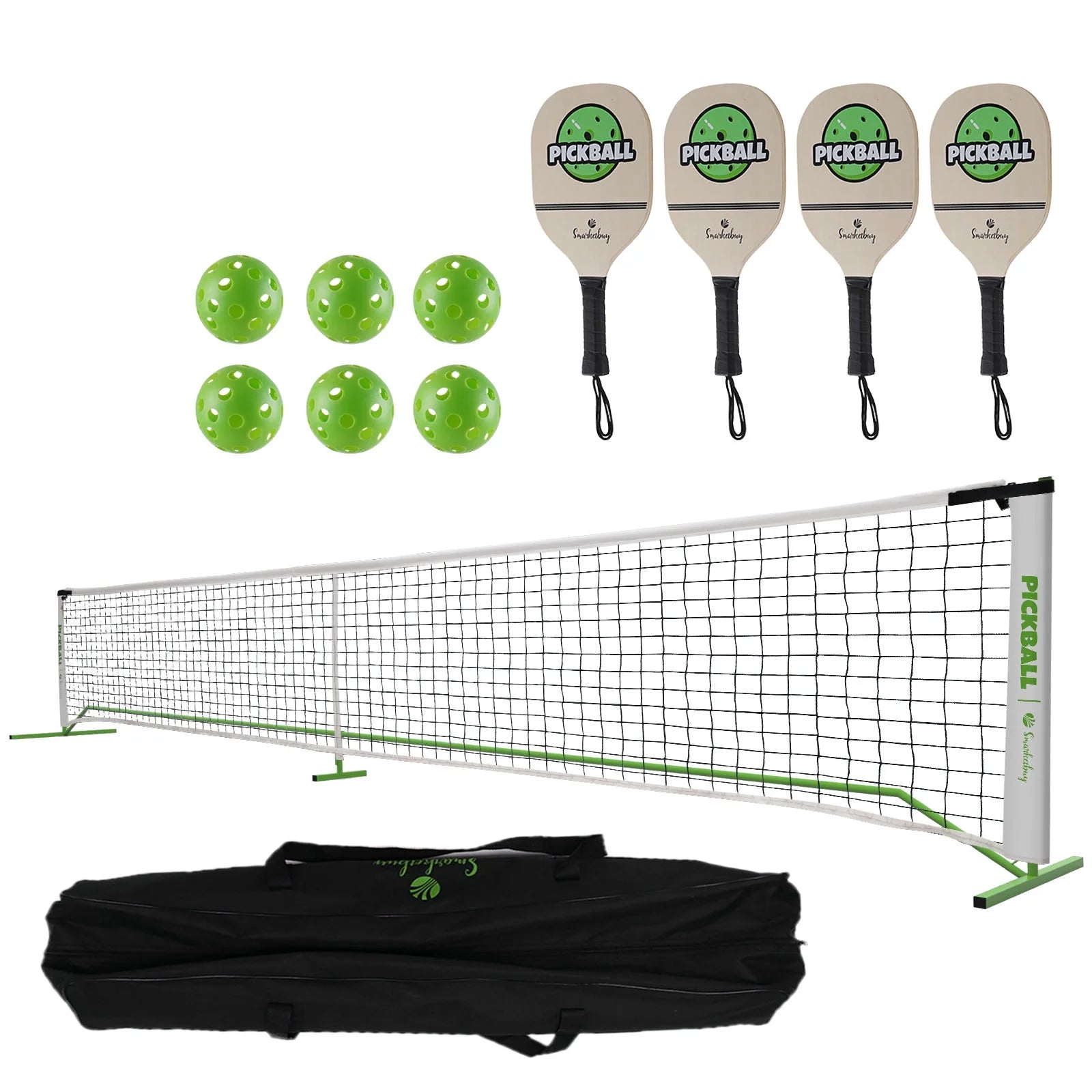 Portable Pickleball Set with Net Official Size Pickleball Net 4 Paddles/6 Pickle Balls