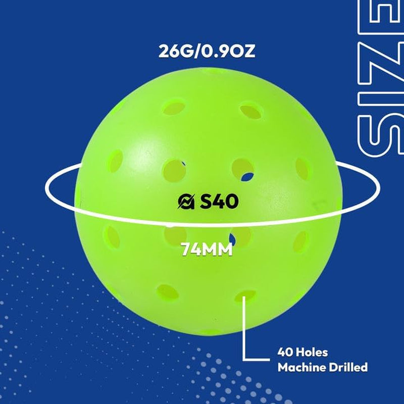 A11N S40 Outdoor Pickleball Balls- USA Pickleball Approved for Tournament Play, 3/6/12/50-Pack, Neon Green/Fuchsia/Tangerine