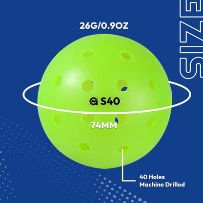 A11N S40 Outdoor Pickleball Balls- USA Pickleball Approved for Tournament Play, 3/6/12/50-Pack, Neon Green/Fuchsia/Tangerine