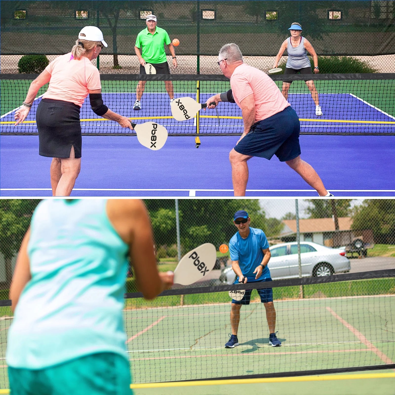 22FT Portable Pickleball Net Set W/ Locking Wheels - Complete Beginner Kit (Net, 4 Paddles, 6 Balls, Bag, Line Markers)