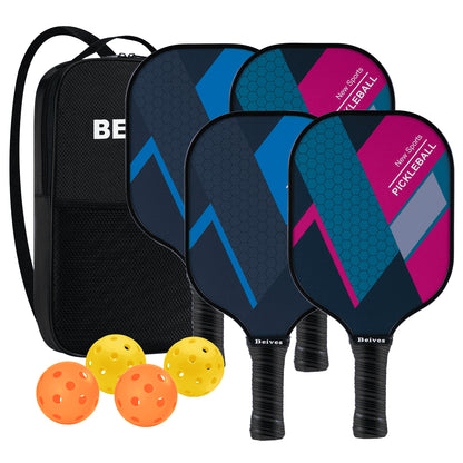 Pickleball Paddle Set – Lightweight Fiberglass Rackets for All Skill Levels | Includes 4 Paddles, 4 Balls & Carrying Bag