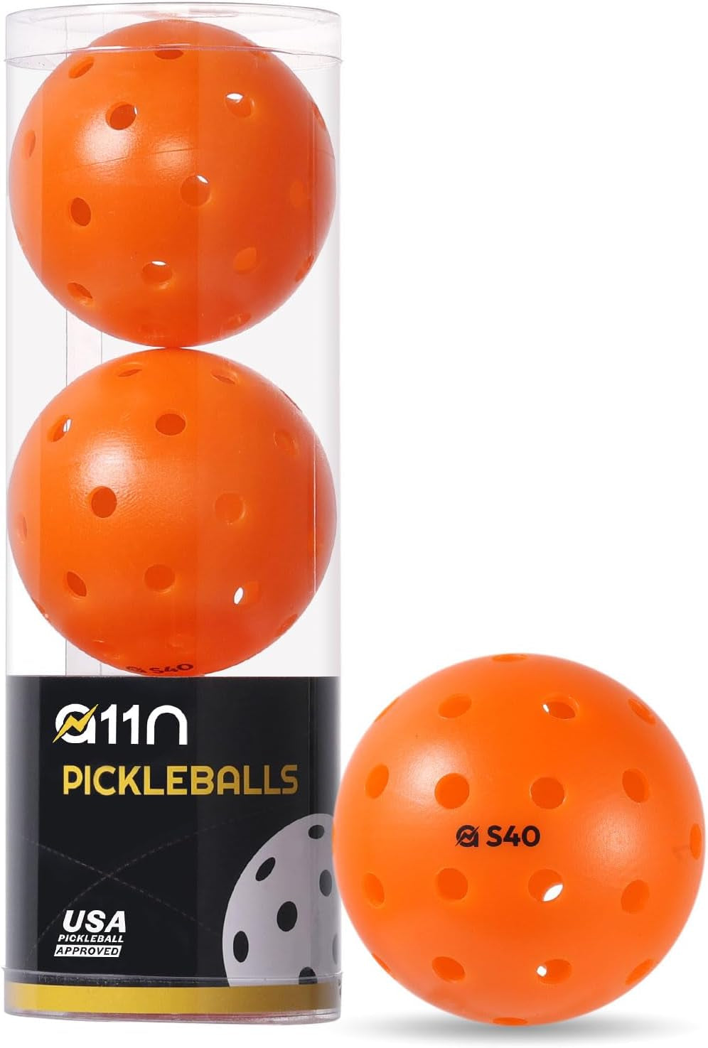 A11N S40 Outdoor Pickleball Balls- USA Pickleball Approved for Tournament Play, 3/6/12/50-Pack, Neon Green/Fuchsia/Tangerine