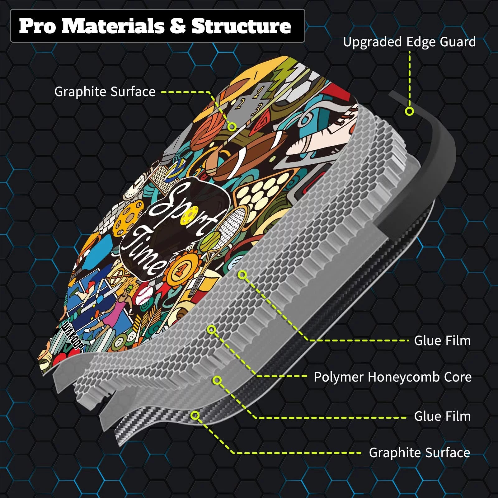 USAPA Approved Pickleball Paddle – Lightweight Graphite Carbon Fiber Paddle with Honeycomb Core, Ergonomic Grip & Neoprene Cover | Power & Control for All Skill Levels